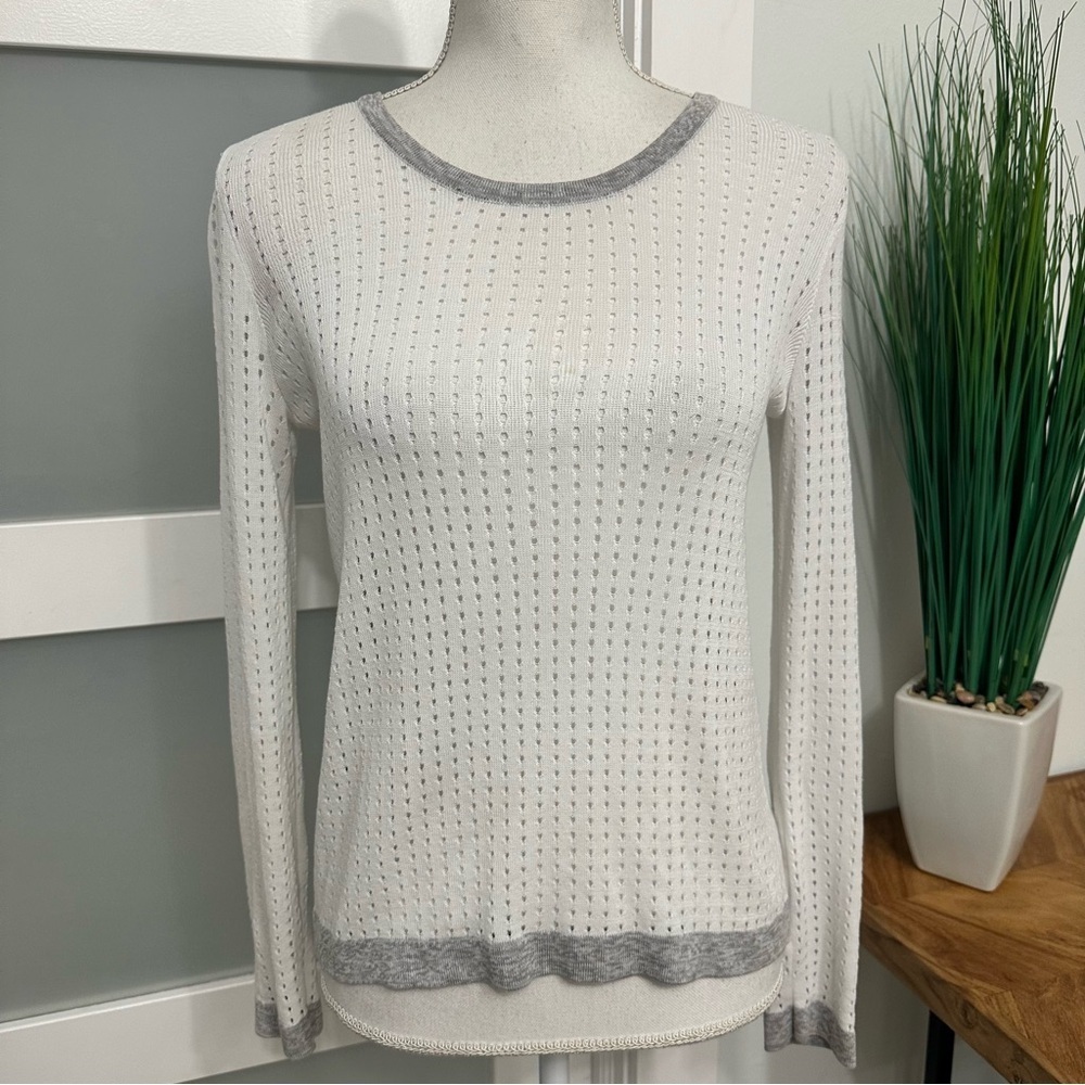 Rag & Bone White Split Back Pullover Sweater Aria… - image 1